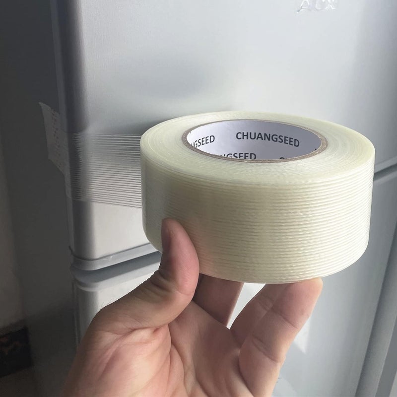 CHUANGSEED شريط تثبيت أحادي الخيوط 3 عبوات 6.2 مل x 2 بوصة x 60 ياردة درجة تجارية ثقيلة الشفافية معززة بشريط الألياف الزجاجية - Image 2